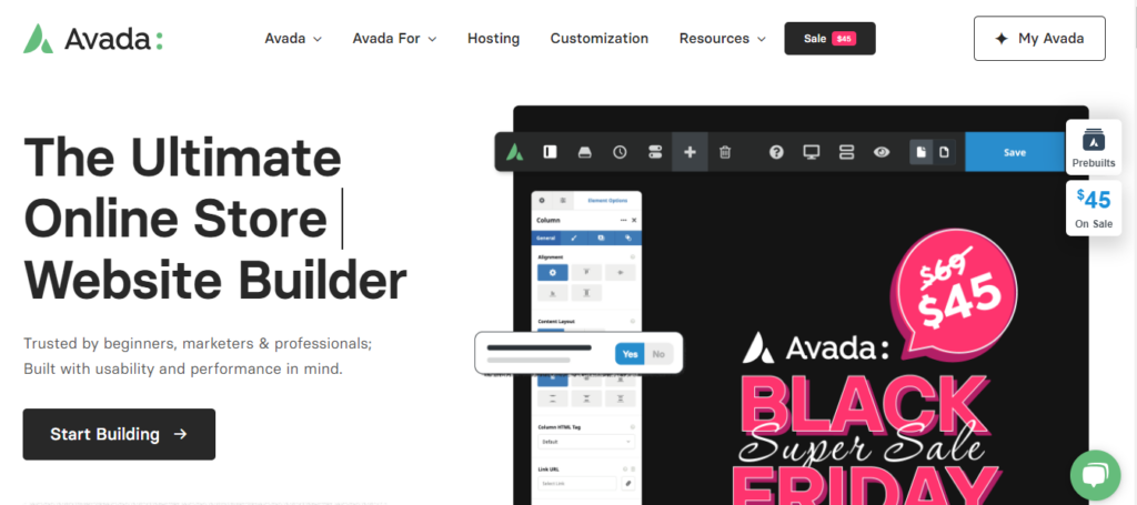 Avada builder homepage