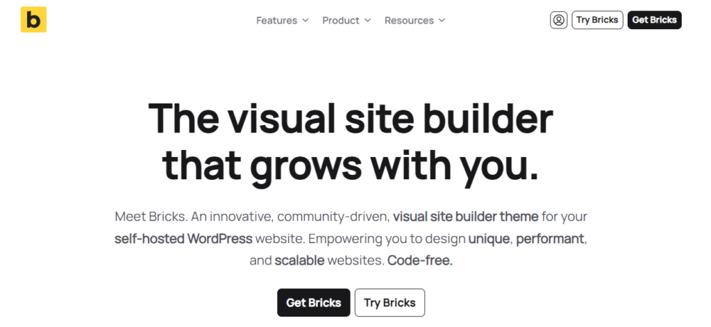 Bricks builder homepage