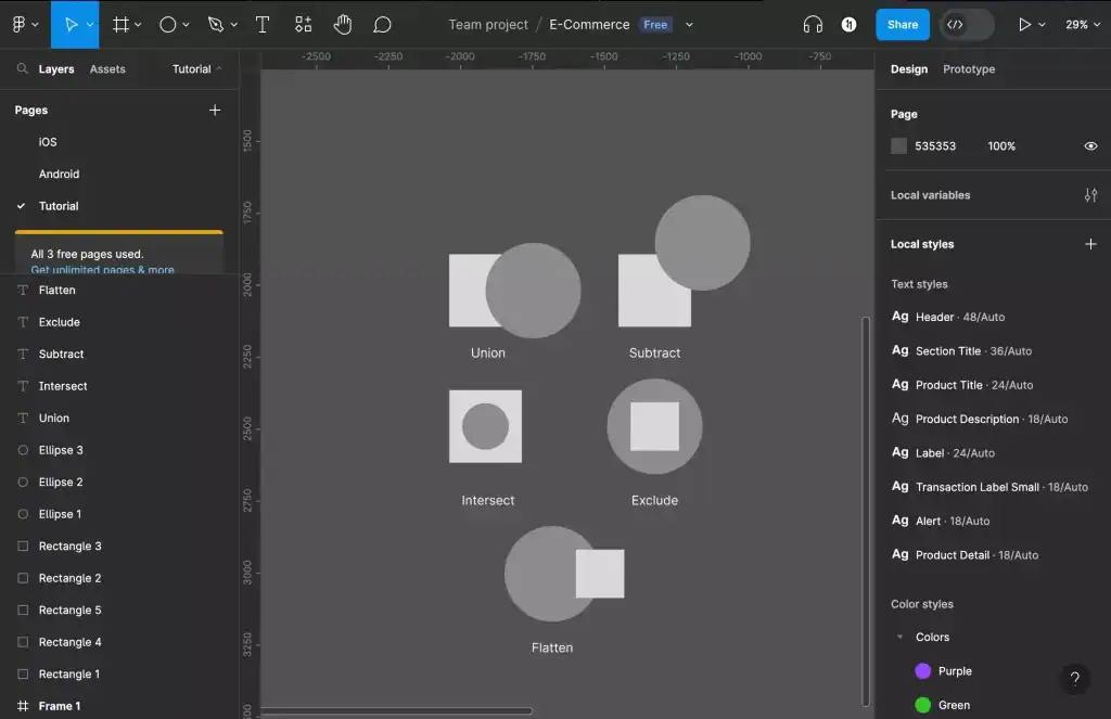 Boolean Operations in Figma