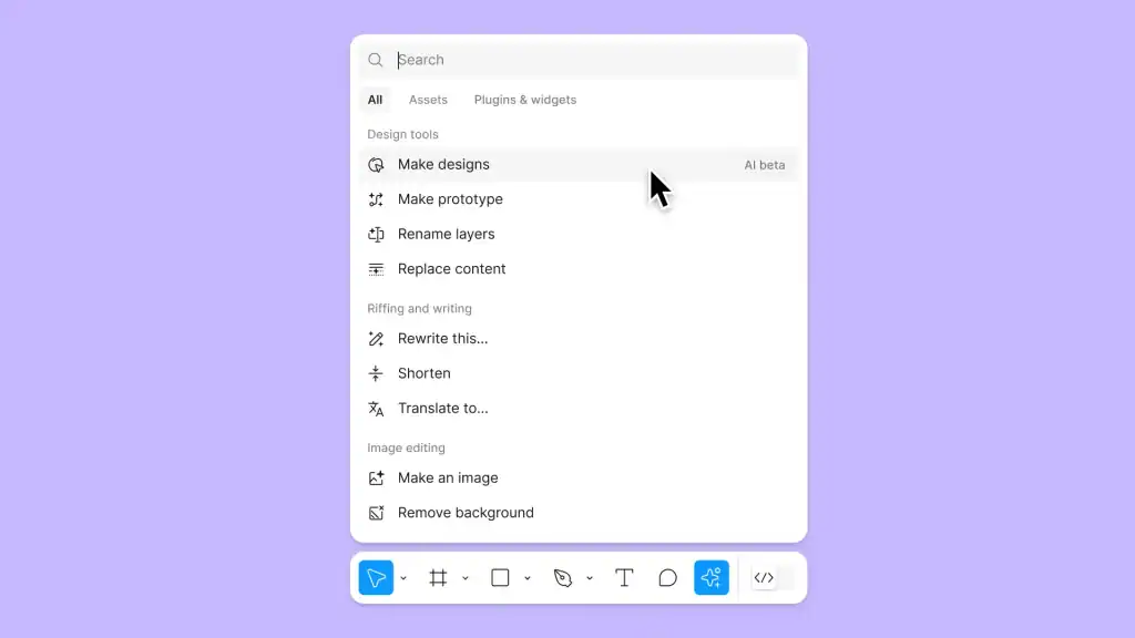 Actions Menu in Figma